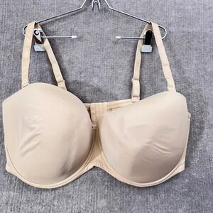 Comfort Choice Women's Full Coverage Bra Size 54DD Beige Wireless Plus Size